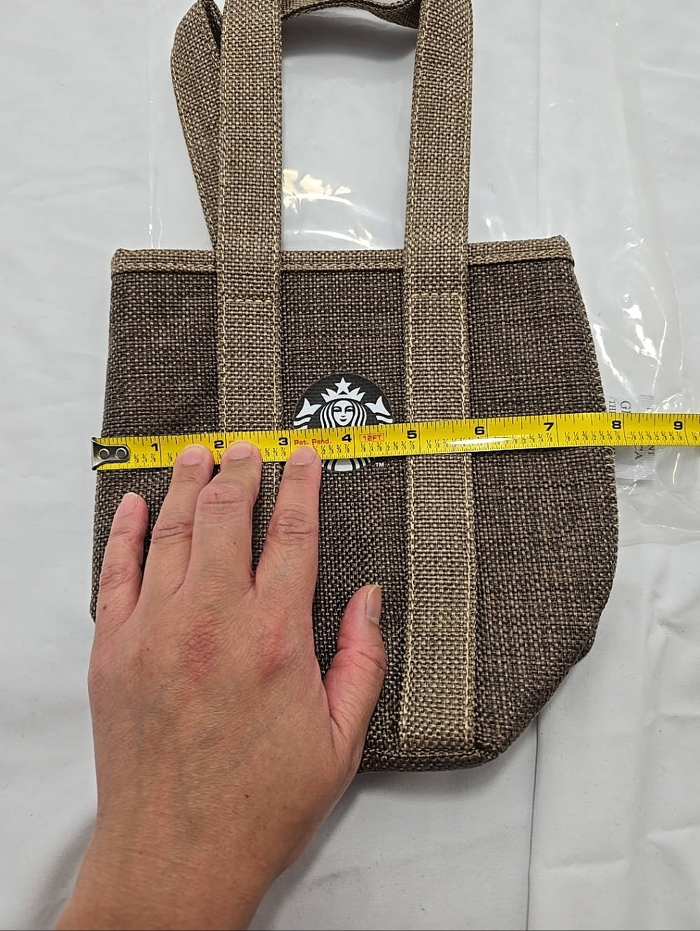 NWT Starbucks Merchandise Brown Goddess Style Cotton Linen Travel Mug Bag - Picture 9 of 13